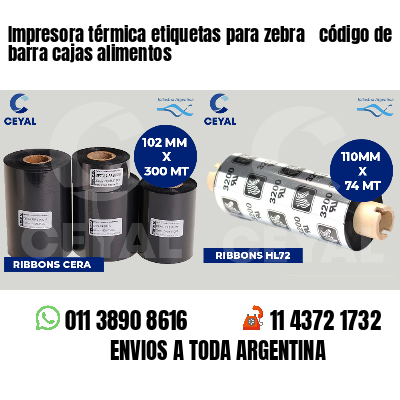 Impresora térmica etiquetas para zebra  código de barra cajas alimentos